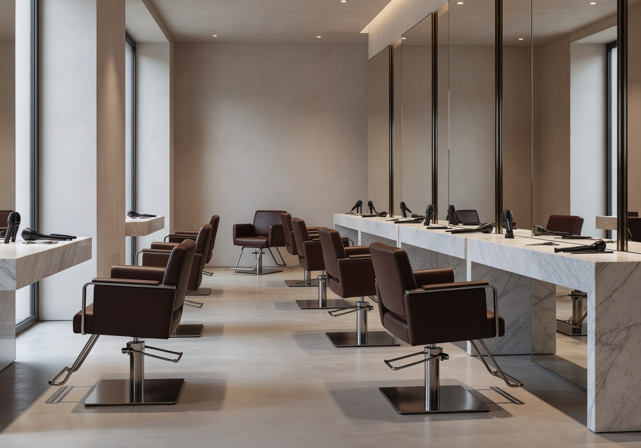 Interior view of Sassoon Salon Madrid showing premium styling chairs